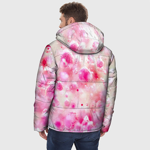 Мужская зимняя куртка Розовое множество красок и пузырей / 3D-Светло-серый – фото 4