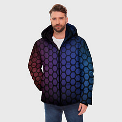 Куртка зимняя мужская Abstract hexagon fon, цвет: 3D-красный — фото 2