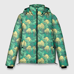 Куртка зимняя мужская Камуфляж деревья двуцветный, цвет: 3D-черный