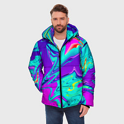 Куртка зимняя мужская Неоновые краски разводы, цвет: 3D-черный — фото 2