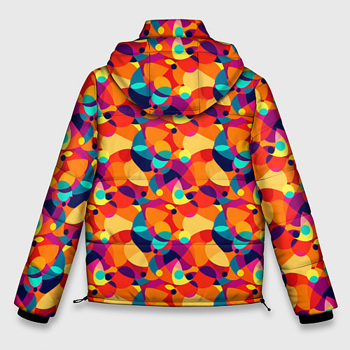 Мужская зимняя куртка Абстрактный узор из разноцветных окружностей / 3D-Черный – фото 2