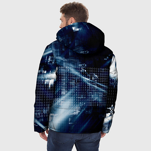Мужская зимняя куртка Тёмно-ледяной фон и бесконечный код / 3D-Светло-серый – фото 4