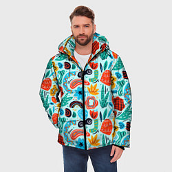 Куртка зимняя мужская Colorful patterns, цвет: 3D-красный — фото 2