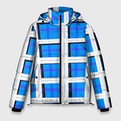 Куртка зимняя мужская Синяя клетка, цвет: 3D-красный
