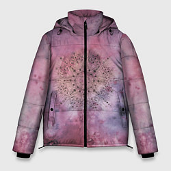 Мужская зимняя куртка Мандала гармонии, фиолетовая, космос