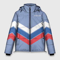 Куртка зимняя мужская Триколор - три полоски на голубом, цвет: 3D-черный