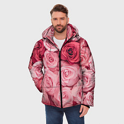 Куртка зимняя мужская Чайная пыльная роза - нежно розовый цветок, цвет: 3D-черный — фото 2