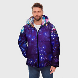 Куртка зимняя мужская Звездочки - космическое небо, цвет: 3D-светло-серый — фото 2