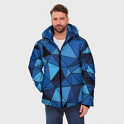 Куртка зимняя мужская Синие треугольники, абстракт, цвет: 3D-черный — фото 2