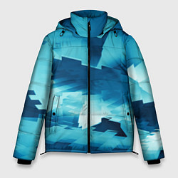 Куртка зимняя мужская Абстрактные светло-синие кубы и другие фигуры, цвет: 3D-черный