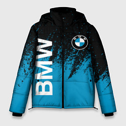 Куртка зимняя мужская Bmw голубые брызги, цвет: 3D-черный