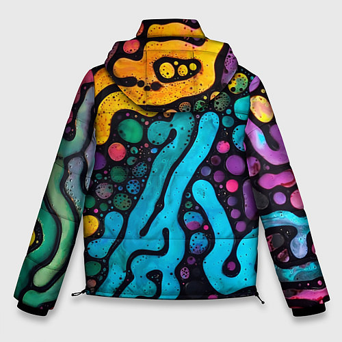 Мужская зимняя куртка Цветные микроорганизмы / 3D-Черный – фото 2