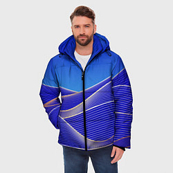 Куртка зимняя мужская Волновая растровая композиция, цвет: 3D-красный — фото 2