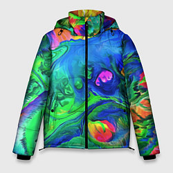 Куртка зимняя мужская Яркие всплески краски - импрессионизм, цвет: 3D-черный