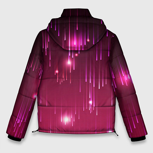 Мужская зимняя куртка Светящиеся розовые линии / 3D-Черный – фото 2