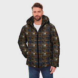 Куртка зимняя мужская Узорчатые квадраты, цвет: 3D-черный — фото 2