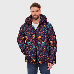 Куртка зимняя мужская Россыпь мелких разноцветных черепков, цвет: 3D-светло-серый — фото 2