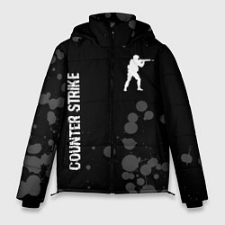 Куртка зимняя мужская Counter Strike glitch на темном фоне: надпись, сим, цвет: 3D-черный