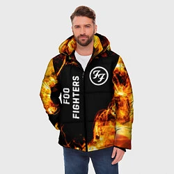 Куртка зимняя мужская Foo Fighters и пылающий огонь, цвет: 3D-черный — фото 2