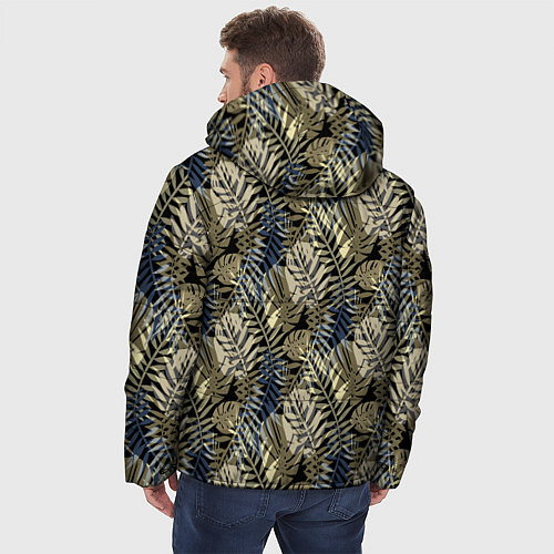 Мужская зимняя куртка Оливковый тропический узор / 3D-Светло-серый – фото 4