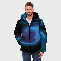 Куртка зимняя мужская Голубой и фиолетовый абстракт, цвет: 3D-черный — фото 2