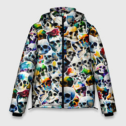 Куртка зимняя мужская Акварельные черепа, цвет: 3D-черный