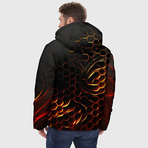Мужская зимняя куртка Объемные огненные плиты / 3D-Светло-серый – фото 4