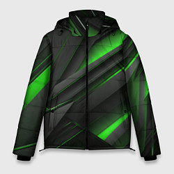Куртка зимняя мужская Черно-зеленые объемные полосы, цвет: 3D-красный