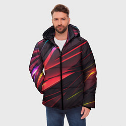 Куртка зимняя мужская Красно-черная текстура, цвет: 3D-красный — фото 2
