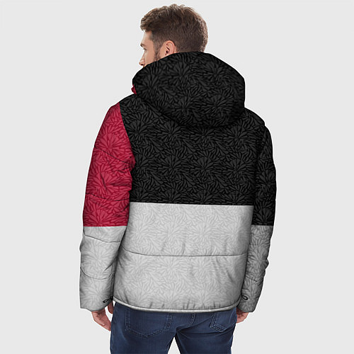 Мужская зимняя куртка Комбинированный серо красный узор с надписью Росси / 3D-Светло-серый – фото 4