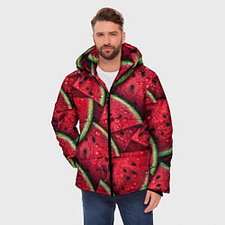 Куртка зимняя мужская Сочная текстура из долек арбуза, цвет: 3D-черный — фото 2