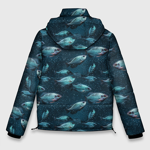 Мужская зимняя куртка Текстура из рыбок / 3D-Светло-серый – фото 2