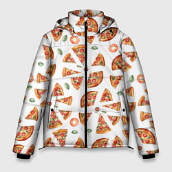 Куртка зимняя мужская Кусочки пиццы - паттерн на белом, цвет: 3D-светло-серый