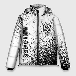 Мужская зимняя куртка System of a Down и рок символ на светлом фоне