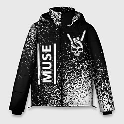 Мужская зимняя куртка Muse и рок символ на темном фоне