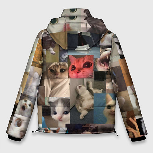 Мужская зимняя куртка Мемные котики / 3D-Черный – фото 2