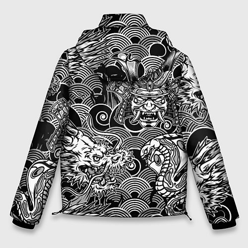 Мужская зимняя куртка Татуировки самурая / 3D-Черный – фото 2