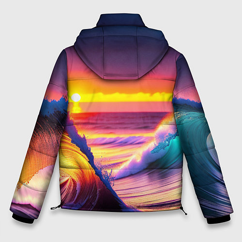 Мужская зимняя куртка Волны на закате / 3D-Черный – фото 2