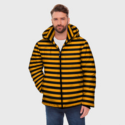 Куртка зимняя мужская Черно-оранжевые полосы - пчелиный образ, цвет: 3D-черный — фото 2