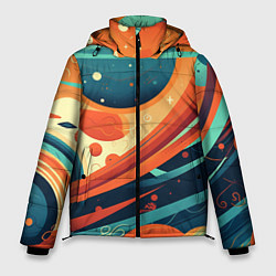 Куртка зимняя мужская Абстрактный космический пейзаж: арт нейросети, цвет: 3D-черный