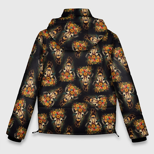 Мужская зимняя куртка Паттерн жираф с цветами: арт нейросети / 3D-Черный – фото 2
