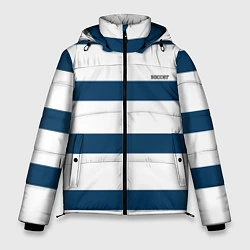 Куртка зимняя мужская Бело-синий полосатый узор, цвет: 3D-светло-серый