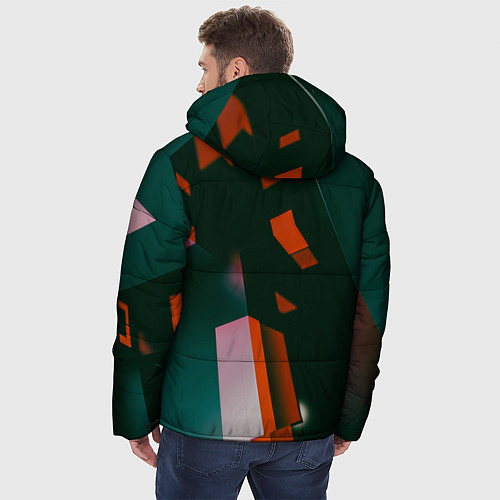Мужская зимняя куртка Сюрреалистичные геометрические фигуры / 3D-Светло-серый – фото 4