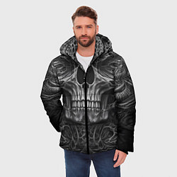Куртка зимняя мужская Череп в стиле Гигера, цвет: 3D-светло-серый — фото 2
