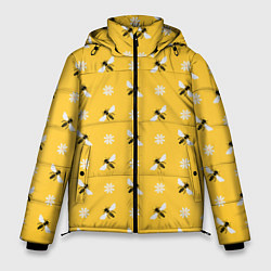 Мужская зимняя куртка Пчелы и цветы паттерн