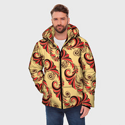 Куртка зимняя мужская Винтажный растительный орнамент, цвет: 3D-красный — фото 2