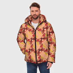 Куртка зимняя мужская Абстрактный винтажный растительный орнамент, цвет: 3D-черный — фото 2