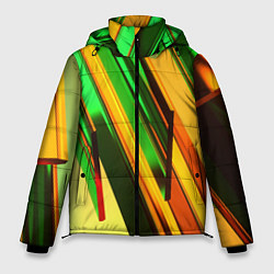 Куртка зимняя мужская Зелёные и оранжевые пластины, цвет: 3D-красный