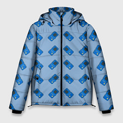 Куртка зимняя мужская Синяя консоль тетрис, цвет: 3D-красный