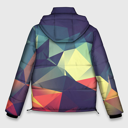 Мужская зимняя куртка Разноцветный полигональный узор / 3D-Черный – фото 2